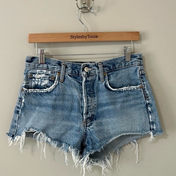 AGOLDE Jean Short PARKER VINTAGE CUT OFF High Rise Raw Hem Sz 27 - Picture 2 of 14